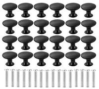 KAHEIGN 24 Pièces Rond Boutons D'armoire, 30 Mm Noir Mat Champignon Boutons De Tiroir Poignée De Traction De Porte - Avec 24 Vis