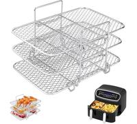 KAHEIGN 3 Niveaux Grilles pour Friteuse à Air pour Ninja Dual, Grille de Cuisson en Acier Inoxydable Accessoires pour AF300EU AF400EU pour Ninja Stake/Instant/EMtronics Friteuse à Double Tiroir