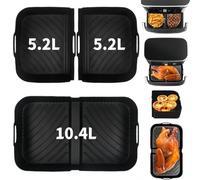 KAHEIGN 3 Pièces Moule en Silicone pour Friteuse à Air Comprimé pour Ninja Flex AF500EU, 2Pcs 5,2L + 1Pcs 10,4L Revêtements Réutilisables pour Friteuse à Air Comprimé à Tiroir AF500EU AF500EU CP