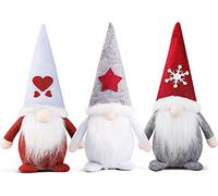 KAHEIGN 3 Pièces Nain de Noël Suédois, Adorables Poupées de Père Noël Faites à Main Figurines D'elfes Nains Gonks Assis sans Visage pour Cheminées Décor de Fête de Noël de Vacances (28cm x 12cm)
