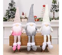 KAHEIGN 3 Pièces Peluches de Noël, 3 Couleurs Peluche GNOME Tomte Suédois Faite à Main Lutin Père Noël Scandinave Figurine Longues Jambes pour Décoration deTable de Maison Cheminée Noël (46cm x 16cm)