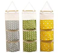 KAHEIGN 3 Pièces Tenture Sac De Rangement, 60 x 20cm Empilable 3 Couches Sac Suspendu - Imperméable Large Poche Organisateur pour Chambre à Coucher Salle De Bains Cuisine Bureau Garde-Robe Tringle