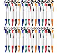 KAHEIGN 30 Pièces Stylo à Bille en Forme de Football, 14CM Stylos à Encre Noire Rétractables Stylos de Football à Pointe Fine de 1,0mm Stylos D'écriture à Prise Souple pour Fournitures (5 Couleurs)