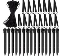KAHEIGN 31 Pièces Piquet d'arbre Kit, 15 Pièces 24cm Piquet d'arbre Robuste avec 15 Pièces 45cm Sangles de Jalonnement d'arbre et 40m Corde d'ancrage pour Piquets d'arbre Supports et Protection