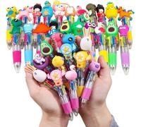 KAHEIGN 32 Pièces Stylo à Bille De Dessin Animé, 4-En-1 Stylo à Bille Multicolore 10CM Stylo Mignon Rétractable Stylo à Pointe Épaisse De 0,7mm pour École Étudiants Enfants Cadeau Fête Sac Remplisseur