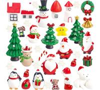 KAHEIGN 38 Pièces Figurines Miniatures de Noël, 4CM x 3CM Mini Résine Père Noël Bonhomme de Neige Élan Arbre de Noël Flocon de Neige pour Noël Fée Jardin Maison de Poupée Mini Maison Fête Décor