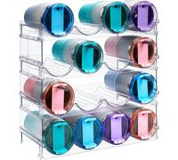 KAHEIGN 4 Pièces Organiseurs de Bouteilles d'eau, 39CM x 21CM Support de Rangement Transparent Empilable Porte-Bouteilles d'eau en Plastique pour Réfrigérateur Armoire Bouteille de Vin Mug Boisson