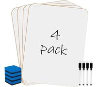 KAHEIGN 4 Pièces Petits Tableaux Blancs Effaçables à Sec, 21CM x 30CM Mini Tableau Blanc Double Face Tableau Blanc Portable avec 4 Stylos et 4 Gommes - pour Étudiant Professeur ClasseSalle Bureau