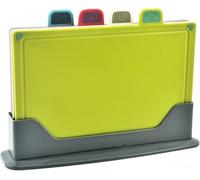 KAHEIGN 4 Pièces Planches à Découper en Plastique, 30CM x 20CM Multicolore Épaisse Antidérapante Sans BPA Planches à Découper avec Rangement Support pour Cuisine Différents D'aliments (4 Couleurs)