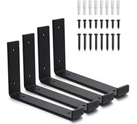KAHEIGN 4 Pièces Supports D'étagère Robustes, 23CM Support D'angle à Angle Droit en Forme de J Support D'étagère Industriel pour Étagères Murales en Panneaux D'échafaudage - avec Vis et Chevilles