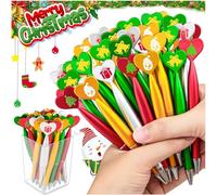 KAHEIGN 48 Pièces Stylos à Bille de Noël, 4 Styles Stylo à Encre Noire Rétractable 14CM Bonhomme de Neige Cloche Sapin de Noël Coffret Cadeau Stylos à Bille pour Bas de Noël Remplissages Fête Cadeaux