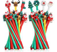 KAHEIGN 49 Pièces Stylo à Encre Gel de Noël, 7 Styles Sapin de Noël Renne Père Noël Stylos à Bille Stylo à Bille Personnages de Noël pour Noël Bas de Noël Remplissages Fêtes Cadeaux (18CM)