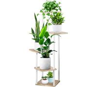 KAHEIGN 5 Niveaux Support pour Plantes D'intérieur, 106CM Haut Étagère pour Plantes D'extérieur Présentoir à Plantes en Bois pour Salon Terrasse Balcon Bohème Maison Jardin Plante Pot Décor (Blanc)