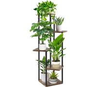 KAHEIGN 5 Niveaux Support pour Plantes D'intérieur, 106CM Haut Étagère pour Plantes D'extérieur Présentoir à Plantes en Bois pour Salon Terrasse Balcon Bohème Maison Jardin Plante Pot Décor (Noir)