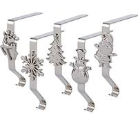 KAHEIGN 5 Pièces Porte-bas de Noël, 5 Modèles Flocon Neige Renne Bonhomme Neige Gnome Arbre de Noël Cintres Cheminée en Métal Crochets de Bas de Cheminée Antidérapants pour Décoration de Fête de Noël