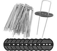 KAHEIGN 50 Pcs Ensemble De Chevilles De Jardin, 15CM Forme De U Résistant à La Rouille Agrafes à Gazon en Acier Chevilles De Sécurisation Au Sol avec Tampon Laveur pour Fixer Tapis De Sol Tissu