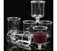 KAHEIGN 52Pcs Verres De Dégustation De Vin En Plastique Avec Jante Givré, 160ml Transparents Gobelets à Tige Réutilisables Coupes à Dessert Pour Fête De Whisky Champagne (6,2 x 8,7cm)