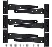 KAHEIGN 6 Pièces Charnière De Remise en T, 25cm À Toute épreuve Métal Fer Charnière en T Charnières pour Portails De Jardin Antirouille à Sangle en T pour Portes De Hangar Portes De Grange (Noir)
