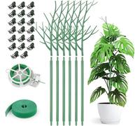 KAHEIGN 6 Pièces Piquets de Support pour Plantes à Brindilles Détachables, 70CM Bâtonnets de Plantes à Branches Poteaux D’Escalade pour Plantes avec Pinces, Liens Torsadés et Attaches Végétales