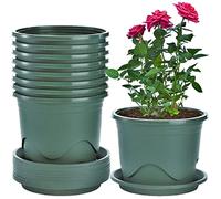 KAHEIGN 6 Pièces Plastique Pots De Fleurs, 16cm Épaissir Pot De Fleur Contrôle De La Racine Planteur De Semis De Pépinière Jardin Décoratif Conteneur De Plantes (Vert)