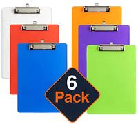 KAHEIGN 6 Pièces Presse-papiers En Plastique A4, 6 Couleurs Presse-papiers Porte-papier Tableau D'écriture Avec Clip à Profil Bas Et Règle Echelle Bord Pour Formulaire Mémo (31,5 x 22,5cm)