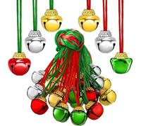 KAHEIGN 60 Pièces Colliers de Cloches de Noël, 40CM Collier de Vacances de Noël avec 2CM Petite Cloche pour Noël Artisanat Cadeau Bas Remplissage Fête Faveurs Maison Décorations (6 Styles)