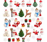 KAHEIGN 60 Pièces Figurines Miniatures de Noël, 4CM x 3CM Mini Résine Père Noël Bonhomme de Neige Élan Sapin de Noël Flocon de Neige pour Noël Fée Jardin Maison de Poupée Mini Maison Fête Décor