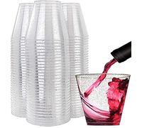 KAHEIGN 60 Pièces Paillettes d'argent Tasses en Plastique, 270ml Coupes à Dessert Rondes Coupe Apéritif Parfait Clair Gobelets De Service Réutilisables pour Gelée Mousse Pudding Whisky (7 x 8,5 cm)