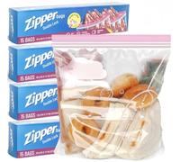 KAHEIGN 60 Pièces Sacs de Congélation pour Aliments, Grand Sacs à Éclair à Double Fermeture Réutilisables Sacs Alimentaires Large pour Sandwich Fruits Légumes Viande Soupes Snacks (27CM x 27CM)