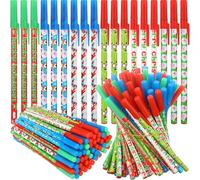 KAHEIGN 60 Pièces Stylos à Bille de Noël, 6 Styles Stylo Rétractable 16CM Bonhomme de Neige Renne Père Noël Stylos à Bille pour Remplissage de Bas de Noël Cadeaux de Fête de Fin D'année