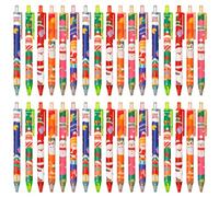 KAHEIGN 60 Pièces Stylos à Encre Gel de Noël, 6 Styles Stylo à Bille Rétractable 15CM Elfe Père Noël Bonhomme en Pain D'Épice Stylos à Bille de Noël pour Noël Bas de Noël Remplissages Fête Cadeaux