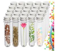 KAHEIGN 60 Pièces Tubes à Essai en Plastique avec Casquettes, 45ml Tubes de Sel de Bain Transparents Tubes de Bonbons Gumball Flacons Tube Récipient pour Fleur Épices Verre Perles Liquide Laboratoire