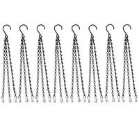 KAHEIGN 8 Pièces Chaîne Suspendue avec Clip, 40cm Métal Cintre De Panier Suspendu 3 Pattes Chaîne De Suspension De Plante pour Pot De Fleurs Jardinières Mangeoires pour Oiseaux Lanternes (Noir)
