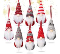 KAHEIGN 8 Pièces Gnomes Suspendus pour Sapin de Noël, 8 Modèles Gnomes Scandinaves en Peluche Santa Elf Suspendus Ornements de Poupées Suédoises Tomte Faits à Main pour Décorations de Fête de Noël