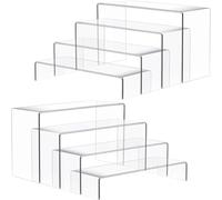 KAHEIGN 8 Pièces Grands Rehausseurs en Acrylique, 2 Lots 4 Niveaux Étagère Présentoir Transparente Support de Table pour Parfum Cupcake Figurines Dessert Nourriture Cosmétiques Lotion Crème Bijoux