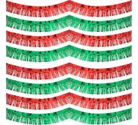 KAHEIGN 8 Pièces Guirlandes à Franges de Noël, 30cm x 3m Rouge Vert Guirlande à Franges en Aluminium Guirlande Épaisse Brillante Métalliques pour Sapin de Noël Vacances Fête Décoration