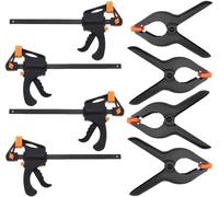KAHEIGN 8 Pièces Jeu de Pinces, 4Pcs 4 Pouces Pinces de Prise Rapide Pince de Barre à Dégagement Rapide à Une Main + 4Pcs Pinces à Ressort Robustes Clips de Travail en Plastique Extra Résistants
