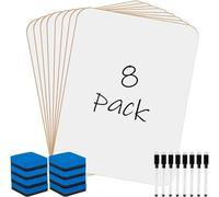 KAHEIGN 8 Pièces Petits Tableaux Blancs Effaçables à Sec, 21CM x 30CM Mini Tableau Blanc Double Face Tableau Blanc Portable avec 8 Stylos et 8 Gommes - pour Étudiant Professeur ClasseSalle Bureau