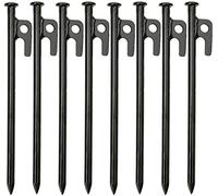 KAHEIGN 8 Pièces Piquets De Tente Robustes, 20cm Haute Résistance Fer Forgé Enjeux De Tente De Camping avec Crochet Et Trou pour Les Voyages en Plein Air Randonnée Jardinage Grand Sol Dur Rocheux