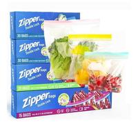 KAHEIGN 80 Pièces Sacs de Congélation pour Aliments, 3 Tailles Sacs à Éclair à Double Fermeture Réutilisables Sacs Alimentaires Robustes à Fond Large pour Sandwich Fruits Légumes Viande Soupes Snacks