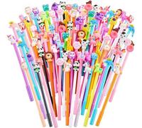 KAHEIGN 80 Pièces Stylos à Encre Gel de Dessin Animé, Styles Assortis Aléatoires Stylos à Encre Gel Mignons Encre Noire 0,5mm Stylos Sympas Stylo à Encres Gels Kawaii Amusants pour Bureau (17cm X 2cm)