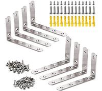 KAHEIGN 8Pcs Toute épreuve Support En Forme De L, Acier Inoxydable Support à Angle Droit Pour Support D'étagère Murale à Joint De Renfort D'angle - Avec 2 Vis De Taille Et Tube D'expansion