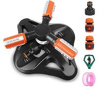KAHEIGN Arroseur De Jardin, 3 Bras Rotation Automatique à 360° Ajustable Arroseurs d'eau De Jardin Système D'irrigation De Pelouse pour Jardin Parc Cour - avec Connecteurs Rapides & Tête D'arrosage