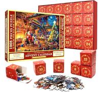 KAHEIGN Calendrier de L'avent 2024, Compte à Rebours de Noël de 24 Jours avec 1008 Pièces Père Noël Sapin de Noël Puzzles Jouets pour Enfants Noël Cadeaux Fêtes Décoration Fête Faveurs (28cm x 26cm)