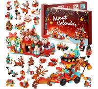 KAHEIGN Calendrier de L'avent 2024, Compte à Rebours de Noël de 24 Jours avec 895 Pièces 12 en 1 Traîneau du Père Noël Maison de Desserts Construction Blocs pour Enfants Noël Cadeaux Fêtes Décoration