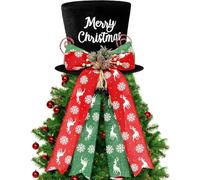 KAHEIGN Cimier de Sapin de Noël 25CM - Grande Pointe Noire avec Pommes de Pin, Flocon de Neige et Noeud Ruban - Décor pour Maison, Vacances, Hiver, Fête, Bureau