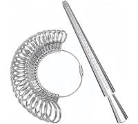 KAHEIGN Ensemble De Jauge De Calibre à Anneaux, Bâton De Mandrin Britannique Tailles Z 26 Mesure De l'anneau De Doigt Outil De Bijouterie pour Femmes Hommes Mariage De Fiançailles (Argent)