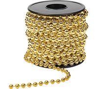 KAHEIGN Guirlande de Perle de Noël, 10m Doré Chaîne de Perles en Plastique 8mm Brins de Perles Artificielles Rouleau de Guirlande de Perle de Noël pour Fournitures de Décoration de d'arbre de Noëls