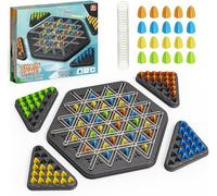 KAHEIGN Jeu de Triangle en Chaîne, 22CM Jeu de Société Interactif à Chevilles Jouet de Stratégie Casse-Tête avec 84Pcs D'échecs et 44Pcs Élastiques - Jeux de Société Familiaux pour 2 à 4 Joueurs
