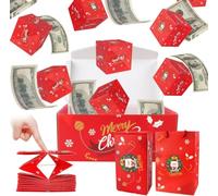 KAHEIGN Lot de 16 boîtes cadeaux surprise de Noël - Explosion pour argent - Enveloppes rebondissantes pliantes - Boîtes cadeaux pop-up de luxe pour Noël, anniversaire, anniversaire de mariage